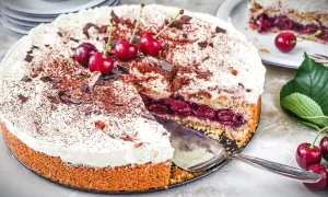 Ein saftiger Feuerwehrkuchen mit Kirschen, Sahne und Schokostreuseln. Dieses Rezept ist ein Genuss!