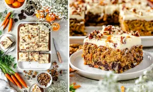 Saftiger Karottenkuchen mit Frischkäse-Frosting, Nüssen und Orangenschale. Ein Genuss für jeden Anlass!