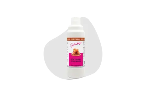 Flasche mit Karamell-Topping von Gelatop. Eine leckere Alternative zu Glukosesirup für Eis.