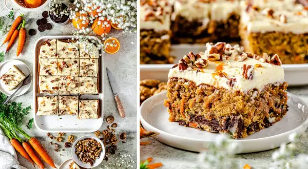 Saftiger Karottenkuchen mit Frischkäse-Frosting, Nüssen und Orangenschale. Ein Genuss für jeden Anlass!