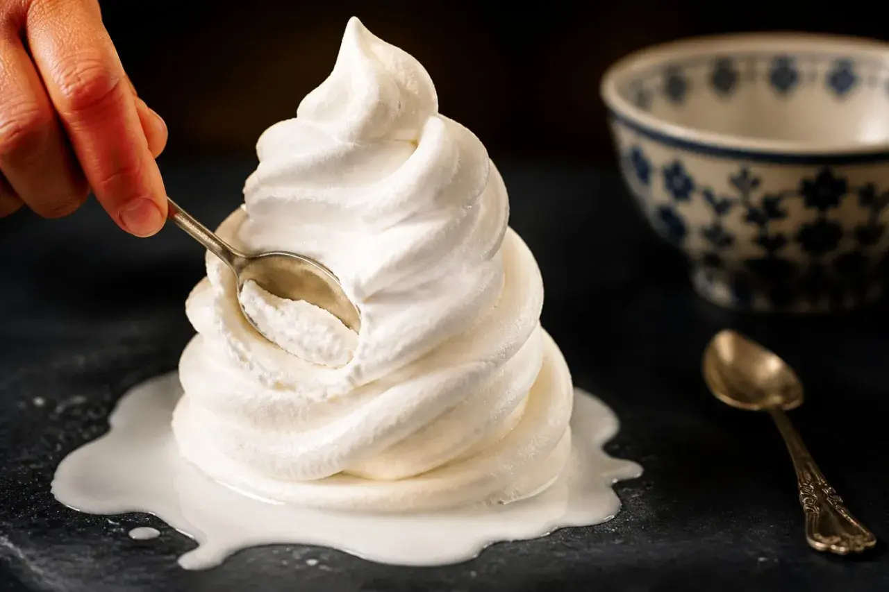 Ein Löffel nimmt eine Portion cremiges Milcheis, das sich perfekt für milcheis selber machen ohne eismaschine eignet.