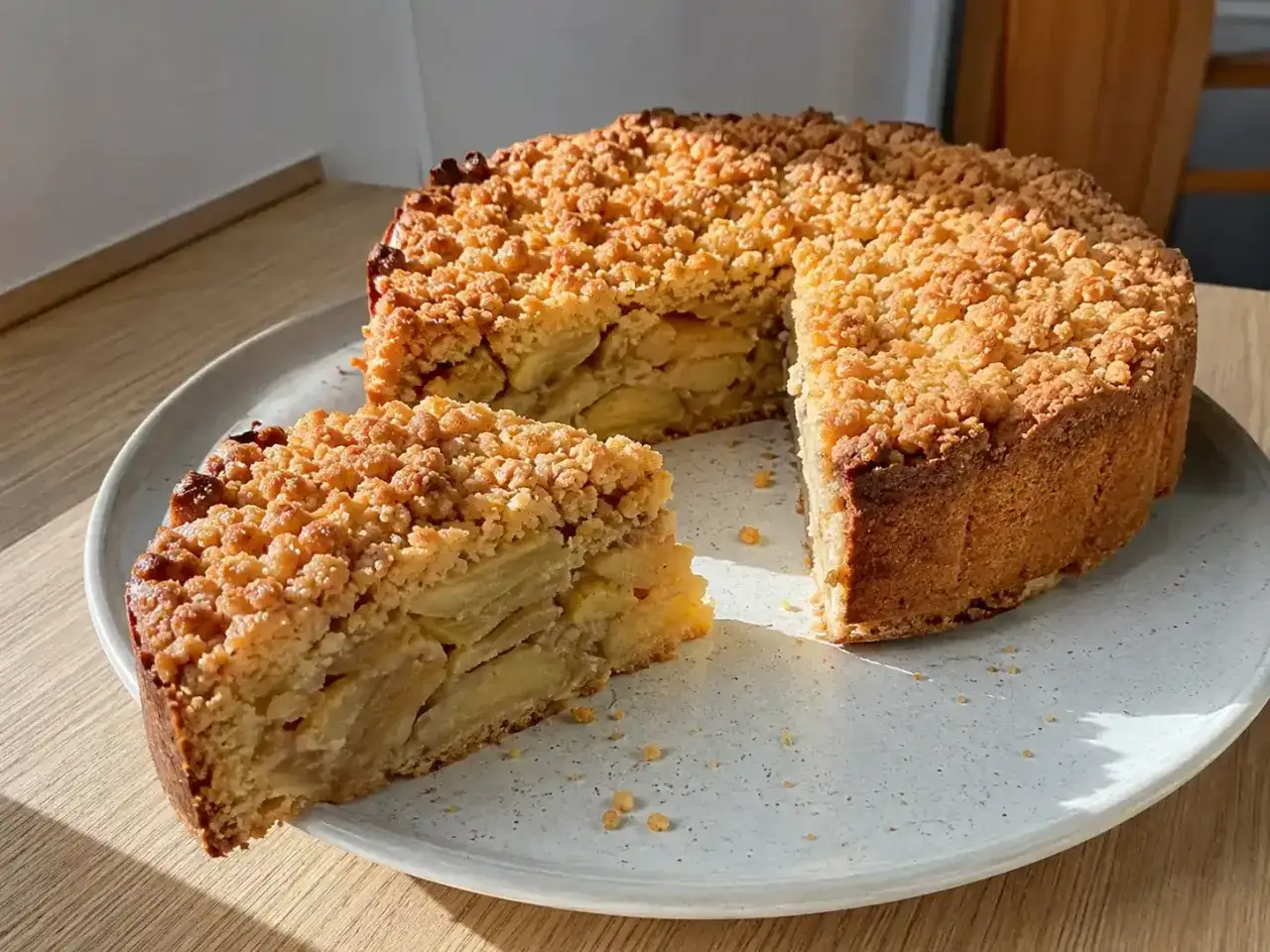 Ein saftiger Apfelkuchen mit knusprigen Butterstreuseln, perfekt für das nächste butterstreusel rezept.