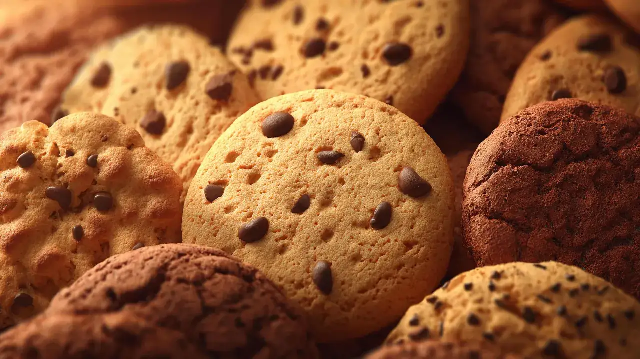 Nahaufnahme von Schokoladenkeksen, die zum crumble cookie rezept passen.